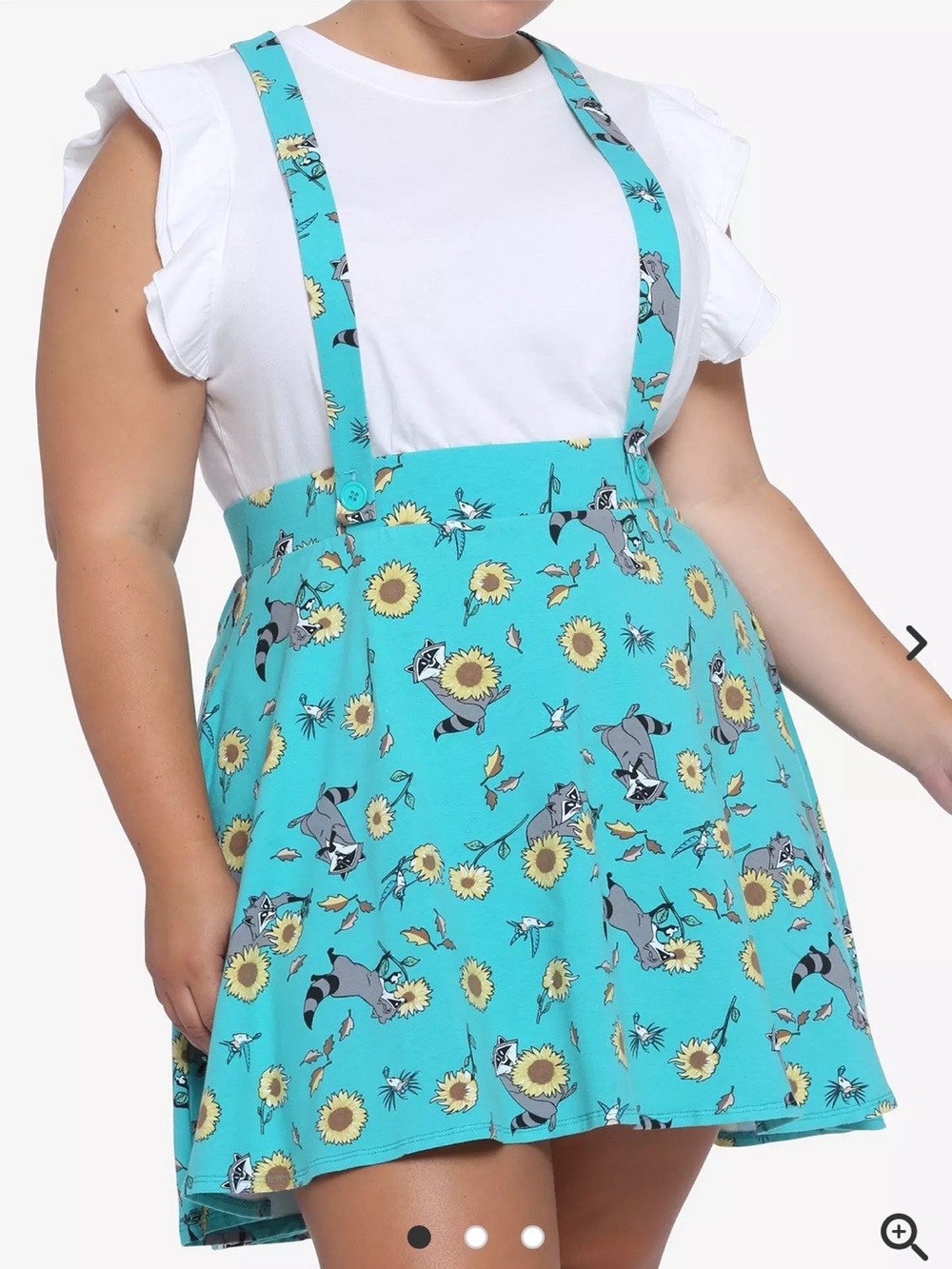 Disney Princess Pocahontas Meeko Flit  Turquoise Suspender Skirt Size 1X - Picture 2 of 11